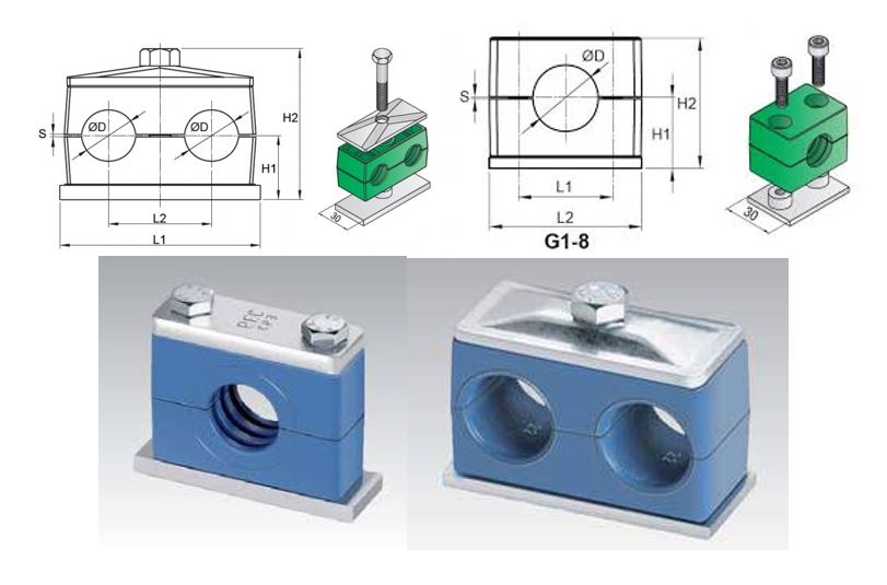 Uchwyty do rur i węży hydraulicznych metrycznych i calowych podwójne pojedyńcze