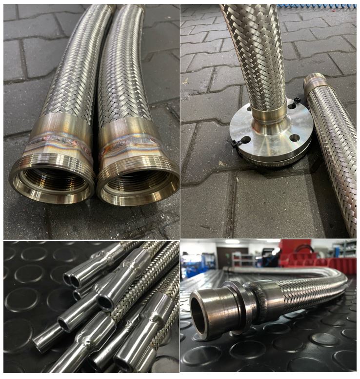 Węże metalowe spawane tig ze stali nierdzewnej z końcówkami spawanymi